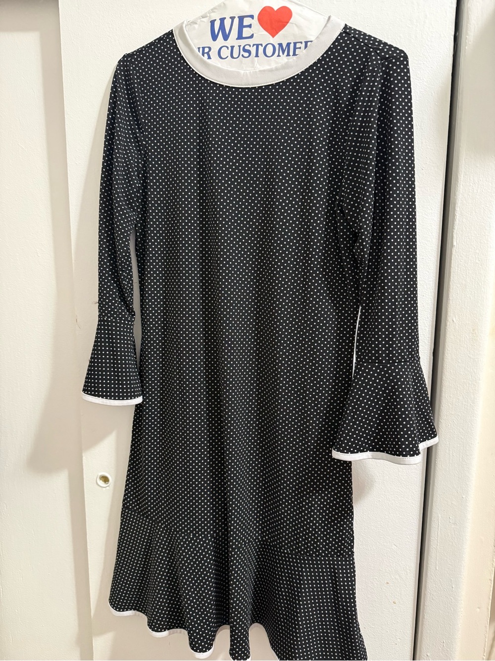 MICHAEL Michael Kors Black Polka Dot Mini Dress with White Trim
